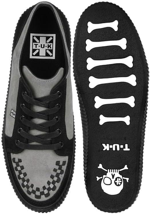 imageTUK Suede Creeper Sneaker for Women and Men  Lace Up Shoes Black Interlace and Eyelets  Classic Ridged Sole and Mesh Lining  Memory Foam Comfort for Everyday WearBlack  Grey