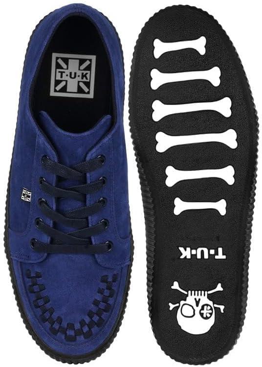 imageTUK Suede Creeper Sneaker for Women and Men  Lace Up Shoes Black Interlace and Eyelets  Classic Ridged Sole and Mesh Lining  Memory Foam Comfort for Everyday WearNavy