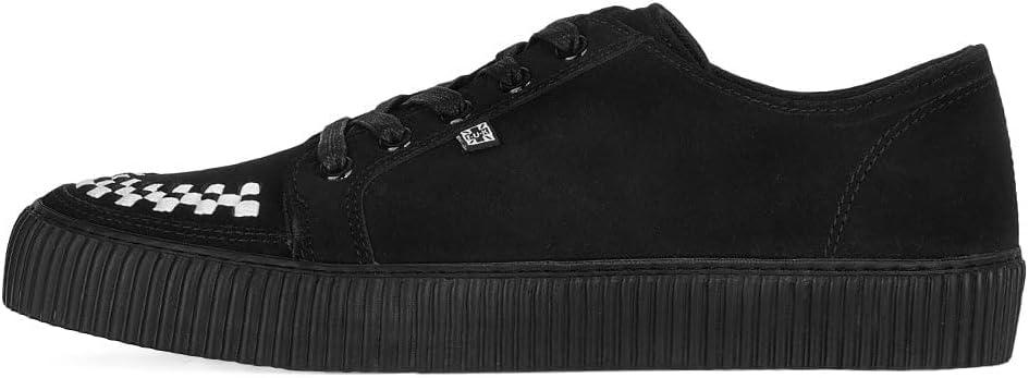 imageTUK Suede Creeper Sneaker for Women and Men  Lace Up Shoes Black Interlace and Eyelets  Classic Ridged Sole and Mesh Lining  Memory Foam Comfort for Everyday WearBlack  White
