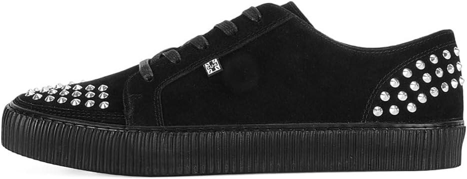 imageTUK Suede Creeper Sneaker for Women and Men  Lace Up Shoes Black Interlace and Eyelets  Classic Ridged Sole and Mesh Lining  Memory Foam Comfort for Everyday WearBlack Studded