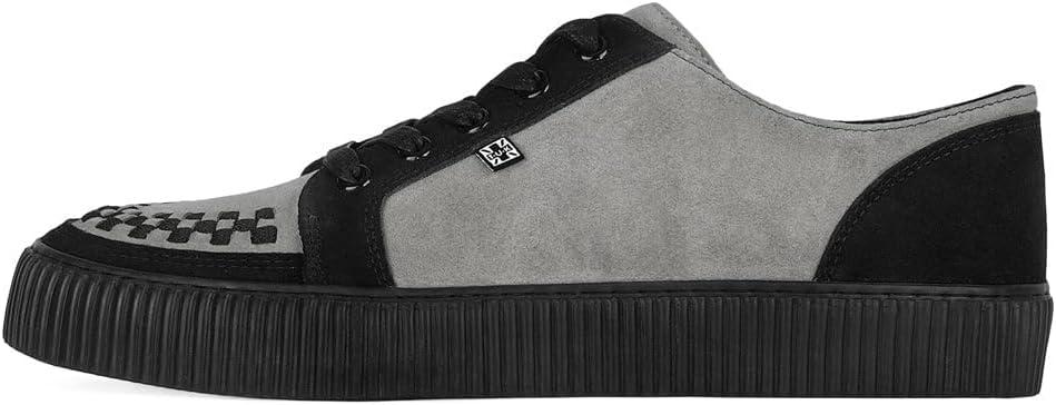 imageTUK Suede Creeper Sneaker for Women and Men  Lace Up Shoes Black Interlace and Eyelets  Classic Ridged Sole and Mesh Lining  Memory Foam Comfort for Everyday WearBlack  Grey