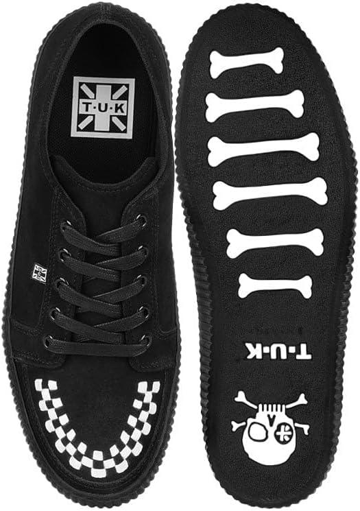 imageTUK Suede Creeper Sneaker for Women and Men  Lace Up Shoes Black Interlace and Eyelets  Classic Ridged Sole and Mesh Lining  Memory Foam Comfort for Everyday WearBlack  White