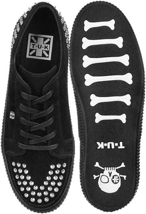 imageTUK Suede Creeper Sneaker for Women and Men  Lace Up Shoes Black Interlace and Eyelets  Classic Ridged Sole and Mesh Lining  Memory Foam Comfort for Everyday WearBlack Studded