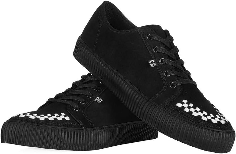 imageTUK Suede Creeper Sneaker for Women and Men  Lace Up Shoes Black Interlace and Eyelets  Classic Ridged Sole and Mesh Lining  Memory Foam Comfort for Everyday WearBlack  White