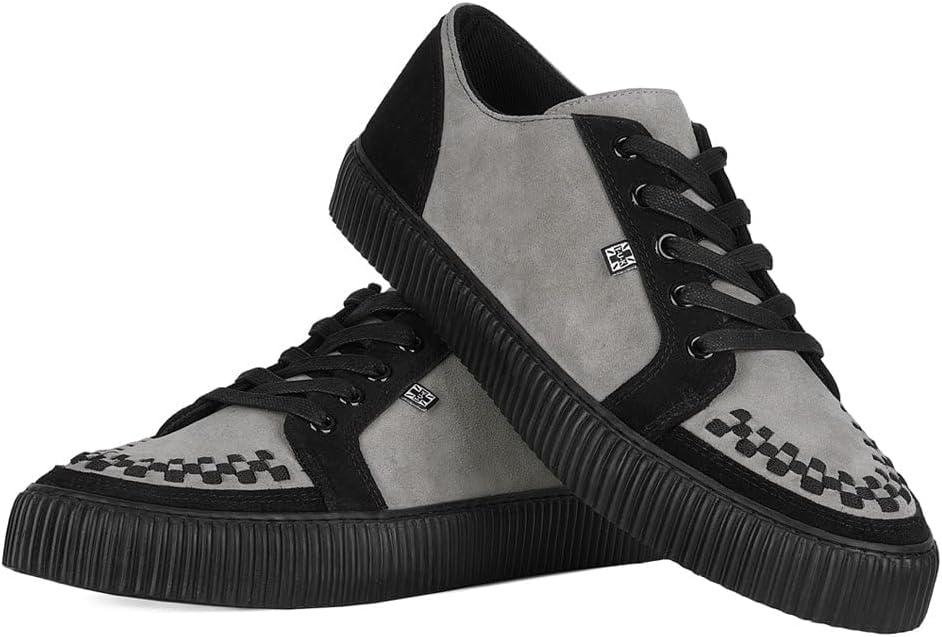 imageTUK Suede Creeper Sneaker for Women and Men  Lace Up Shoes Black Interlace and Eyelets  Classic Ridged Sole and Mesh Lining  Memory Foam Comfort for Everyday WearBlack  Grey
