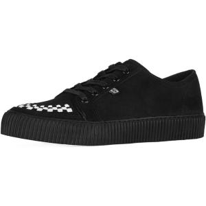 imageTUK Suede Creeper Sneaker for Women and Men  Lace Up Shoes Black Interlace and Eyelets  Classic Ridged Sole and Mesh Lining  Memory Foam Comfort for Everyday WearBlack  White