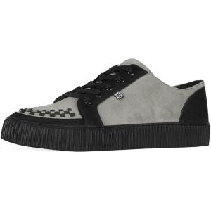 imageTUK Suede Creeper Sneaker for Women and Men  Lace Up Shoes Black Interlace and Eyelets  Classic Ridged Sole and Mesh Lining  Memory Foam Comfort for Everyday WearBlack  Grey