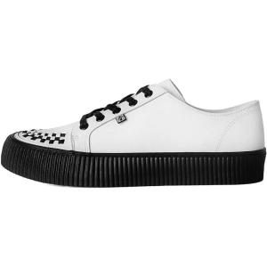imageTUK Leather Creeper Sneaker for Women and Men  Lace Up Shoes Black Interlace and Eyelets  Classic Ridged Sole and Mesh Lining  Memory Foam Comfort for Everyday Wear  White US Women 15  Men 14White