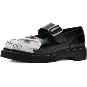 imageTUK Kitty Cat Mary Jane Shoes for Women Round Toe Ankle Strap Oxford ShoesBlack Mouse