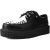 imageTUK Anarchic Creeper Shoes for Women and Men  Faux Leather Round Toe  3 DRing LaceUp Low Platform  Memory Foam Comfort for Everyday WearBlack and White Faux Leather