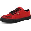 image:imageTUK Suede Creeper Sneaker for Women and Men  Lace Up Shoes Interlace and Eyelets  Classic Ridged Sole and Mesh Lining  Memory Foam Comfort for Everyday WearRed