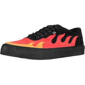 image:imageTUK Suede Creeper Sneaker for Women and Men  Lace Up Shoes Interlace and Eyelets  Classic Ridged Sole and Mesh Lining  Memory Foam Comfort for Everyday WearBlackRed Flame