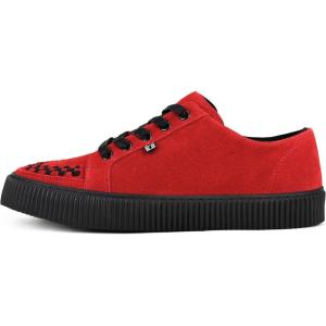 image:imageTUK Suede Creeper Sneaker for Women and Men  Lace Up Shoes Interlace and Eyelets  Classic Ridged Sole and Mesh Lining  Memory Foam Comfort for Everyday WearRed