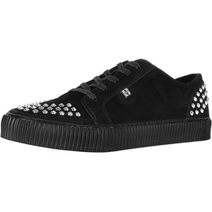 image:imageTUK Suede Creeper Sneaker for Women and Men  Lace Up Shoes Interlace and Eyelets  Classic Ridged Sole and Mesh Lining  Memory Foam Comfort for Everyday WearBlack Studded