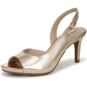 imageLifeStride womens Teller 2 Slingback Peep Toe PumpsHeeled SandalGold Metallic