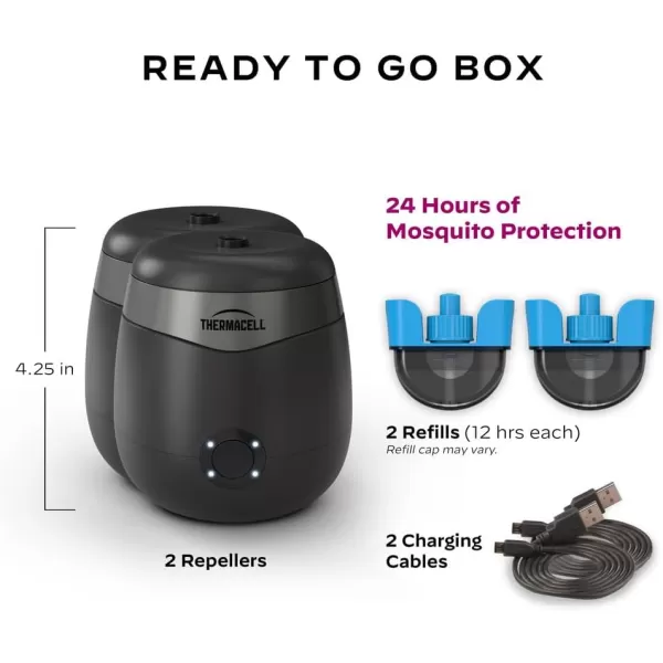 Thermacell Mosquito Repellent E-Series Rechargeable Repeller; Patio Shield 20’ Mosquito Protection Zone; Includes 12-Hr Repellent Refill; No Flame or Scent; Bug Spray and Bug Zapper Alternative