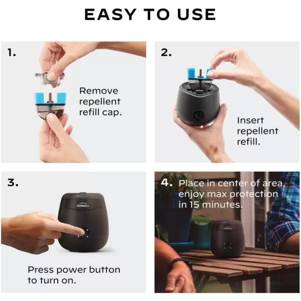 Thermacell Mosquito Repellent E-Series Rechargeable Repeller; Patio Shield 20’ Mosquito Protection Zone; Includes 12-Hr Repellent Refill; No Flame or Scent; Bug Spray and Bug Zapper Alternative
