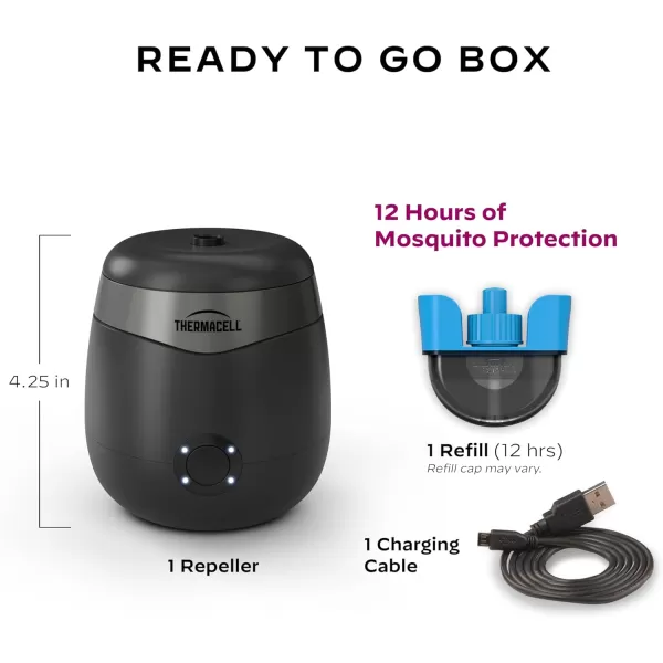 Thermacell Mosquito Repellent E-Series Rechargeable Repeller; Patio Shield 20’ Mosquito Protection Zone; Includes 12-Hr Repellent Refill; No Flame or Scent; Bug Spray and Bug Zapper Alternative