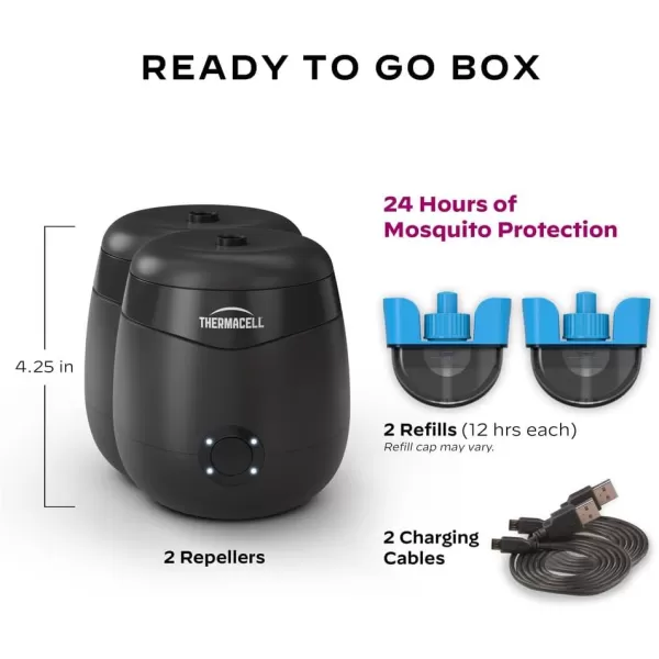 Thermacell Mosquito Repellent E-Series Rechargeable Repeller; Patio Shield 20’ Mosquito Protection Zone; Includes 12-Hr Repellent Refill; No Flame or Scent; Bug Spray and Bug Zapper Alternative