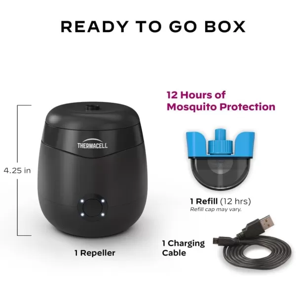 Thermacell Mosquito Repellent E-Series Rechargeable Repeller; Patio Shield 20’ Mosquito Protection Zone; Includes 12-Hr Repellent Refill; No Flame or Scent; Bug Spray and Bug Zapper Alternative