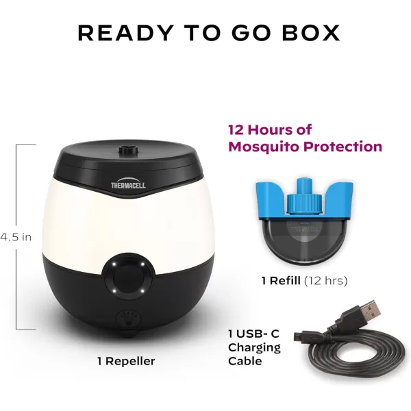 Thermacell Mosquito Repellent E-Series Rechargeable Repeller; Patio Shield 20’ Mosquito Protection Zone; Includes 12-Hr Repellent Refill; No Flame or Scent; Bug Spray and Bug Zapper Alternative