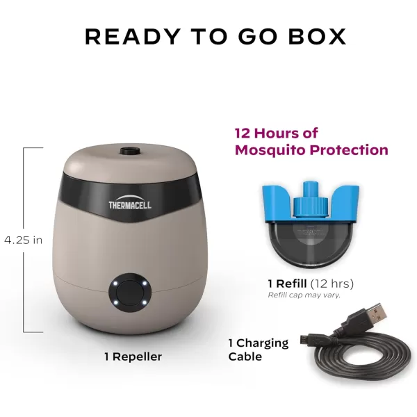 Thermacell Mosquito Repellent E-Series Rechargeable Repeller; Patio Shield 20’ Mosquito Protection Zone; Includes 12-Hr Repellent Refill; No Flame or Scent; Bug Spray and Bug Zapper Alternative