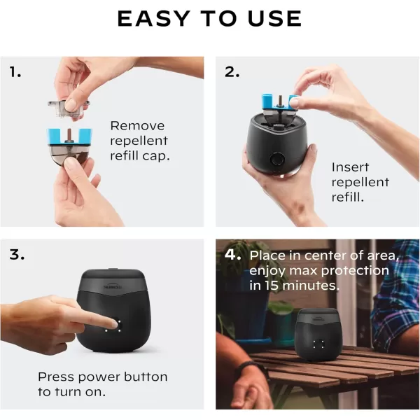 Thermacell Mosquito Repellent E-Series Rechargeable Repeller; Patio Shield 20’ Mosquito Protection Zone; Includes 12-Hr Repellent Refill; No Flame or Scent; Bug Spray and Bug Zapper Alternative