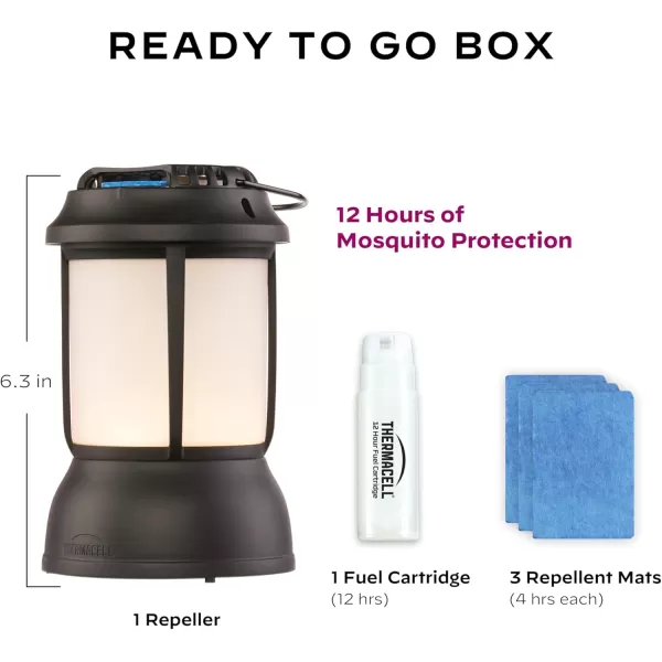 Thermacell Mosquito Repellent Patio Shield Lantern; Includes 12-Hour Refill; 15 Foot Zone of Protection; Highly Effective Mosquito Repellent for Patio; Bug Spray Alternative; Scent Free