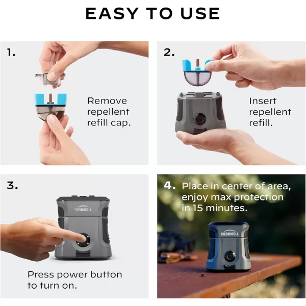 Thermacell Mosquito Repellent Rechargeable Adventure EX-Series EX90; Patio Shield with 9-Hour Battery, Includes 12-Hour Refill, Rubber Armor &amp; Carabiner; Scent Free Bug Spray Alternative