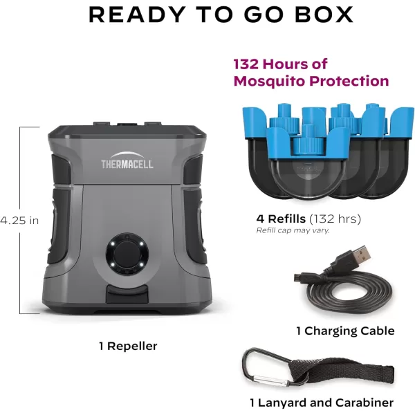 Thermacell Mosquito Repellent Rechargeable Adventure EX-Series EX90; Patio Shield with 9-Hour Battery, Includes 12-Hour Refill, Rubber Armor &amp; Carabiner; Scent Free Bug Spray Alternative