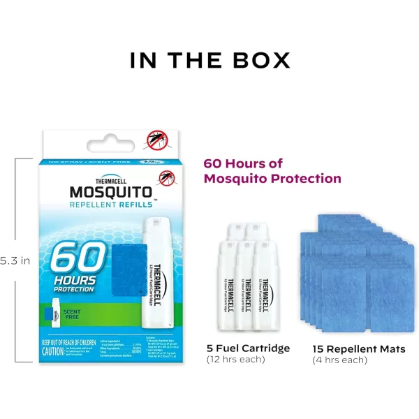 Thermacell Mosquito Repellent Refills; Compatible with Any Fuel-Powered Repeller; Highly Effective, Long Lasting, No Spray, No Scent, No Mess; 15 Foot Zone of Mosquito Protection)