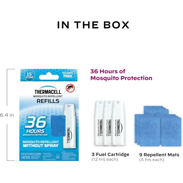 Thermacell Mosquito Repellent Refills; Compatible with Any Fuel-Powered Repeller; Highly Effective, Long Lasting, No Spray, No Scent, No Mess; 15 Foot Zone of Mosquito Protection