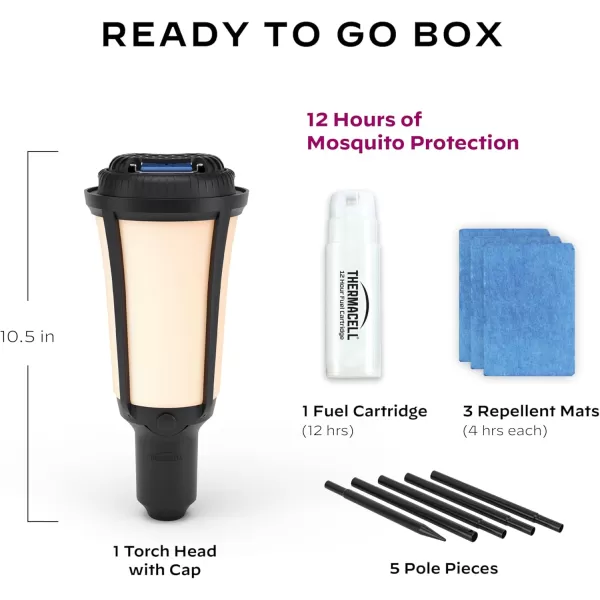 Thermacell Mosquito Repellent Torch; Includes 12-Hour Refill; 15 Foot Zone of Mosquito Protection; Effective Mosquito Repellent for Patio; Bug Spray Alternative; Scent Free