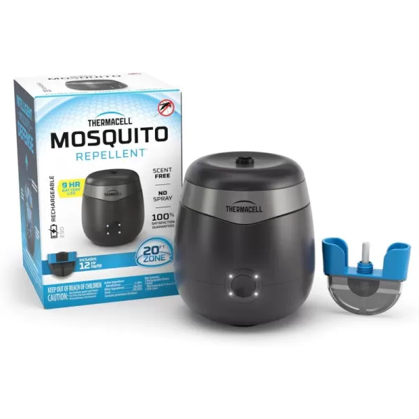 Thermacell Mosquito Repellent E-Series Rechargeable Repeller; Patio Shield 20’ Mosquito Protection Zone; Includes 12-Hr Repellent Refill; No Flame or Scent; Bug Spray and Bug Zapper Alternative