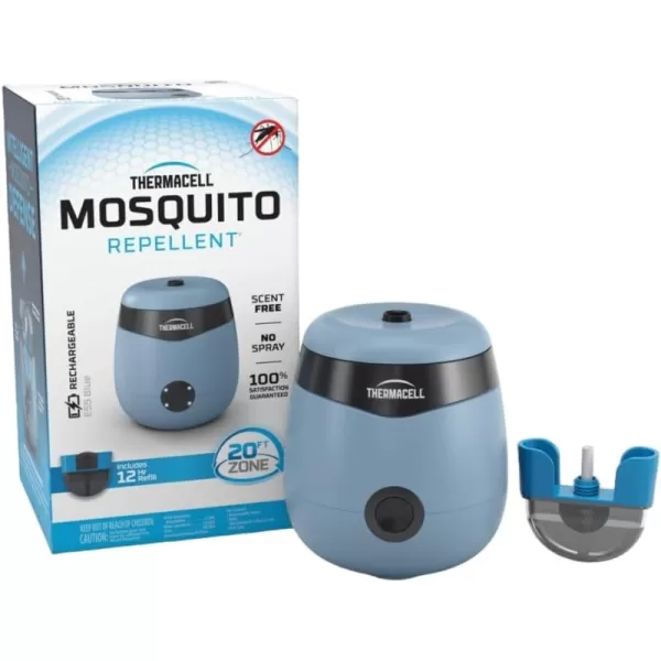 Thermacell Mosquito Repellent E-Series Rechargeable Repeller; Patio Shield 20’ Mosquito Protection Zone; Includes 12-Hr Repellent Refill; No Flame or Scent; Bug Spray and Bug Zapper Alternative