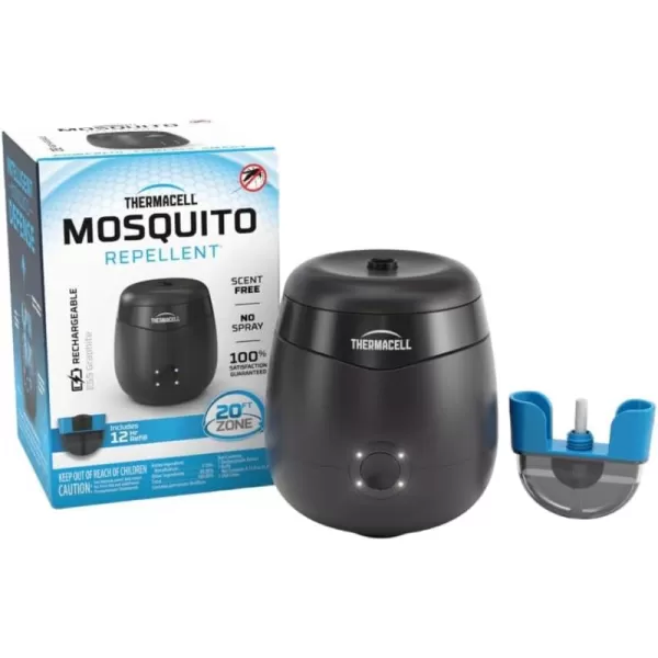 Thermacell Mosquito Repellent E-Series Rechargeable Repeller; Patio Shield 20’ Mosquito Protection Zone; Includes 12-Hr Repellent Refill; No Flame or Scent; Bug Spray and Bug Zapper Alternative