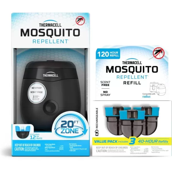 Thermacell Rechargeable Mosquito Repeller Refills; Advanced Repellent Formula Provides 20 Foot Protection Zone; Compatible with Thermacell E-Series &amp; Radius Only; No DEET, Spray or Flame