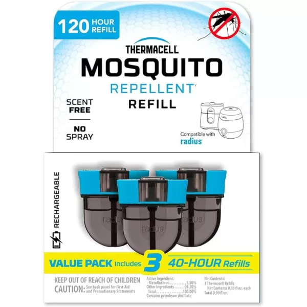 Thermacell Rechargeable Mosquito Repeller Refills; Advanced Repellent Formula Provides 20 Foot Protection Zone; Compatible with Thermacell E-Series &amp; Radius Only; No DEET, Spray or Flame