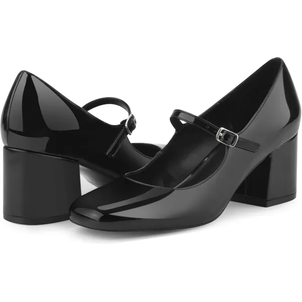 JENN ARDOR Block Heels for Women Chunky Heel Mary Jane Closed Toe Work Pumps Comfortable Square Toe Dress ShoesBlack