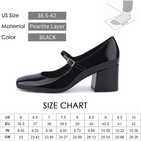JENN ARDOR Block Heels for Women Chunky Heel Mary Jane Closed Toe Work Pumps Comfortable Square Toe Dress ShoesBlack