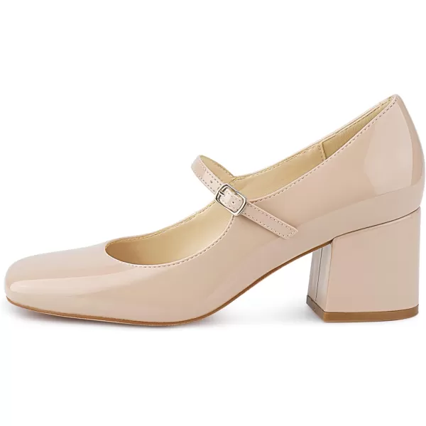 JENN ARDOR Block Heels for Women Chunky Heel Mary Jane Closed Toe Work Pumps Comfortable Square Toe Dress ShoesNude