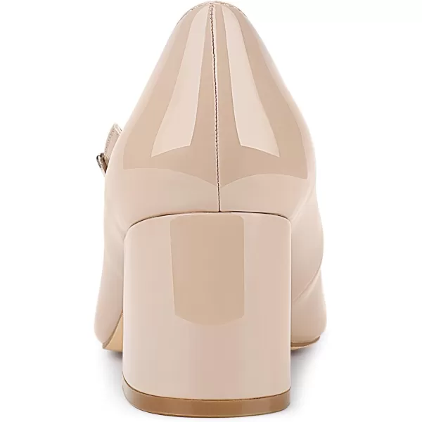 JENN ARDOR Block Heels for Women Chunky Heel Mary Jane Closed Toe Work Pumps Comfortable Square Toe Dress ShoesNude