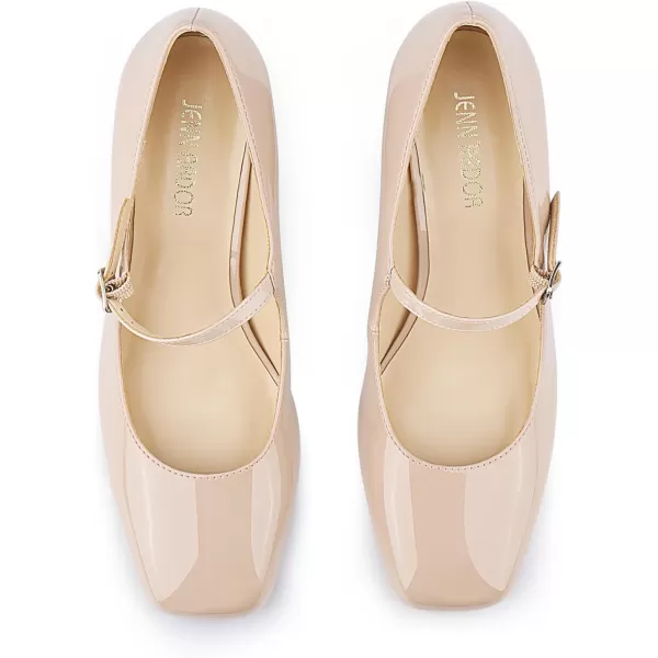 JENN ARDOR Block Heels for Women Chunky Heel Mary Jane Closed Toe Work Pumps Comfortable Square Toe Dress ShoesNude