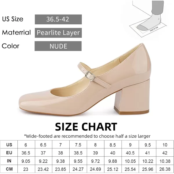 JENN ARDOR Block Heels for Women Chunky Heel Mary Jane Closed Toe Work Pumps Comfortable Square Toe Dress ShoesNude
