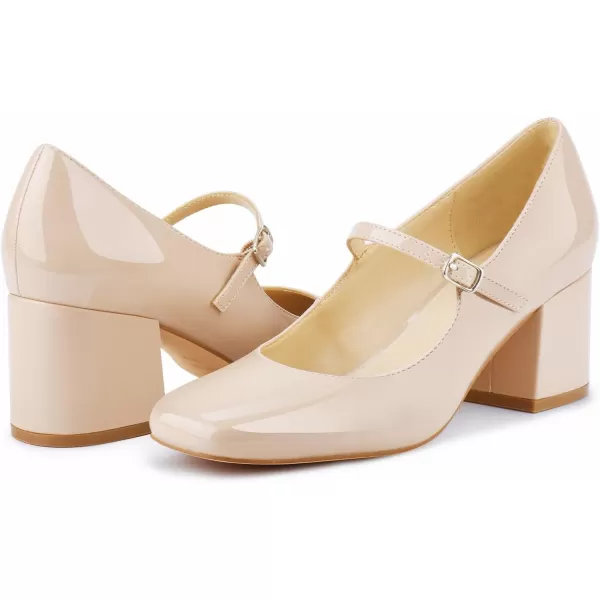 JENN ARDOR Block Heels for Women Chunky Heel Mary Jane Closed Toe Work Pumps Comfortable Square Toe Dress ShoesNude