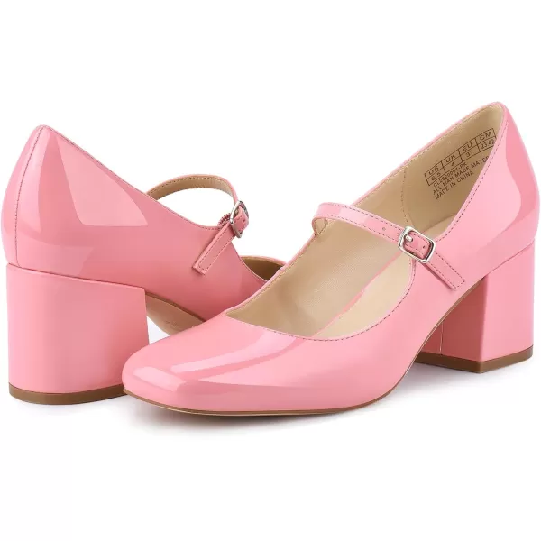 JENN ARDOR Block Heels for Women Chunky Heel Mary Jane Closed Toe Work Pumps Comfortable Square Toe Dress ShoesPink