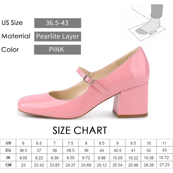 JENN ARDOR Block Heels for Women Chunky Heel Mary Jane Closed Toe Work Pumps Comfortable Square Toe Dress ShoesPink