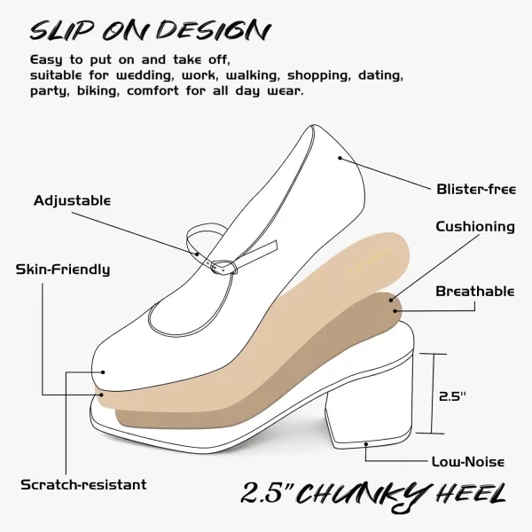 JENN ARDOR Block Heels for Women Chunky Heel Mary Jane Closed Toe Work Pumps Comfortable Square Toe Dress ShoesPink