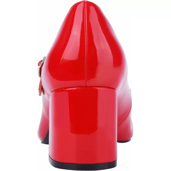 JENN ARDOR Block Heels for Women Chunky Heel Mary Jane Closed Toe Work Pumps Comfortable Square Toe Dress ShoesRed