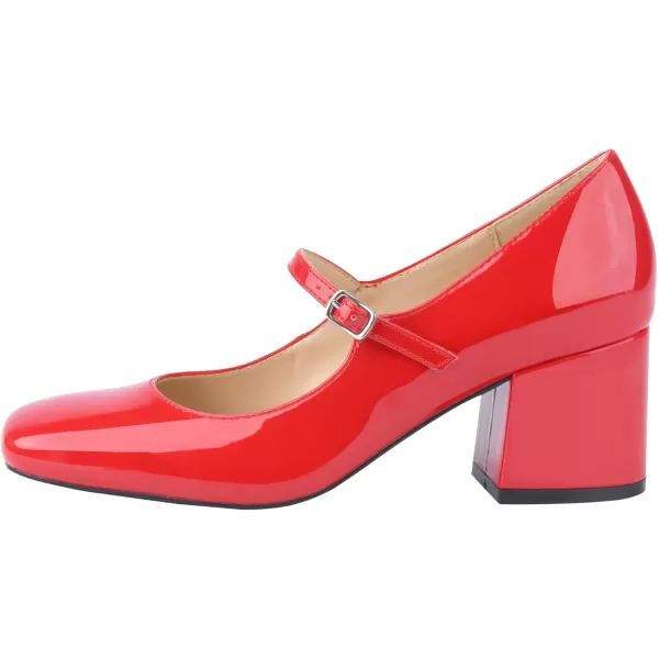 JENN ARDOR Block Heels for Women Chunky Heel Mary Jane Closed Toe Work Pumps Comfortable Square Toe Dress ShoesRed